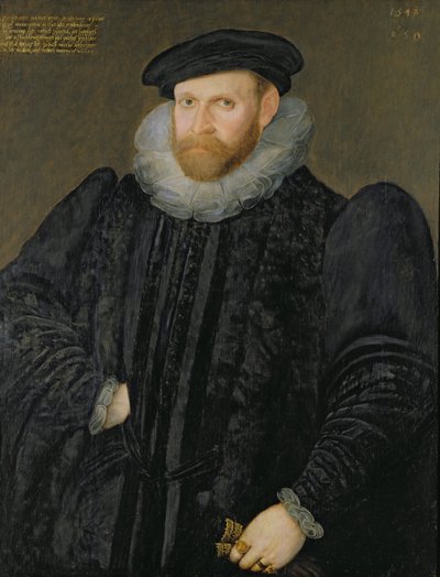 Sir Edward Grimston (1529-1610) als jonge man door Robert Peake